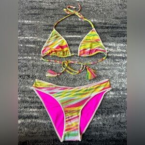 BECCA Mult-Color Sparkly Bikini With Booty Scrunch Bottoms